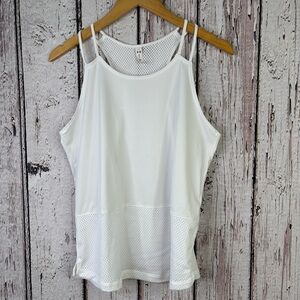 Under Armour Loose Fit Activewear Tank Size Large White‎ Mesh Racerback Gym Top